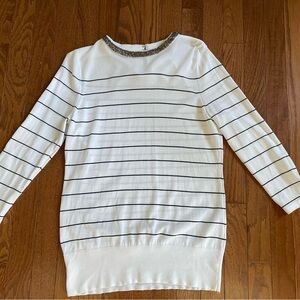 White House Black Market Beaded Neckline Sweater ~ MP ~ WHBM